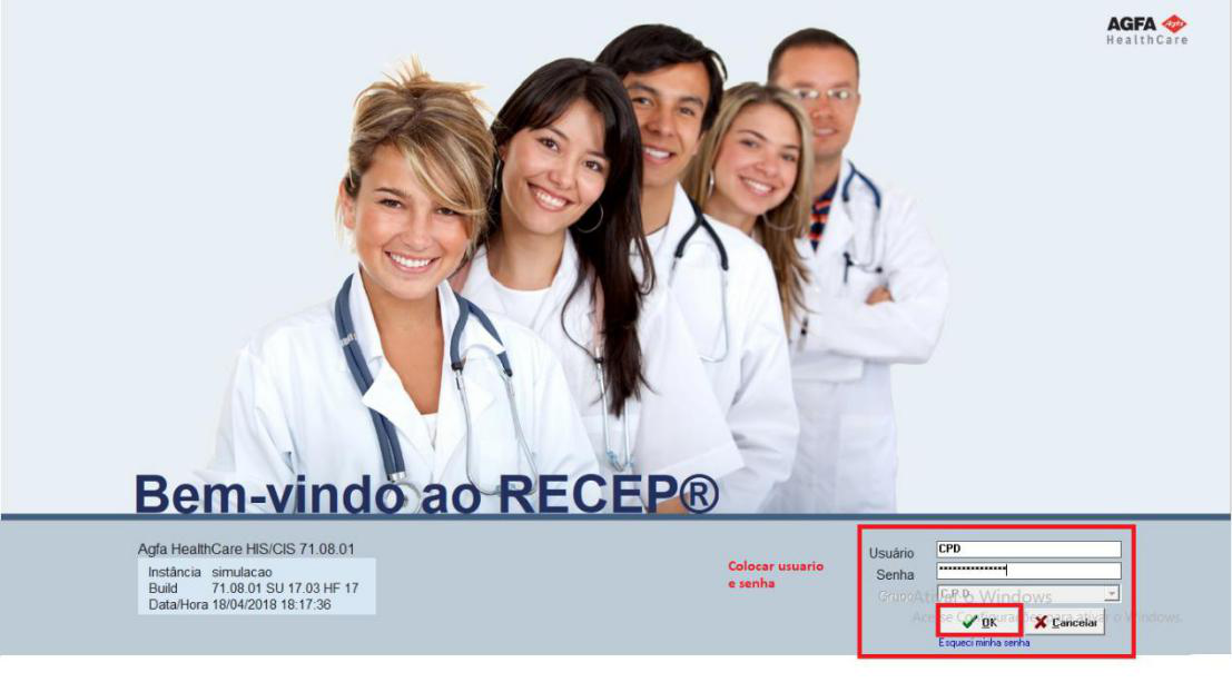 Imagem da página de login do RECEP